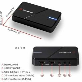 AVerMedia Live Gamer Extreme3 GC551G2 - Capturadora de Vídeo HDMI 4K UHD para Gaming, USB Tipo C, Plug and Play