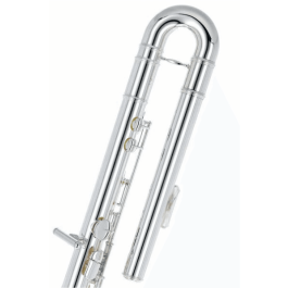 PEARLFLUTE Pfb305E Flauta Bajo Plateada con Cabeza Curvada y Mecanismo Mi dividido, incluye Estuche y Kit de Limpieza