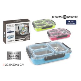 Thermosport Fiambrera Plástico-Acero 3 Compartimentos, Ancho 28 cm, Alto 20.5 cm, Largo 6 cm (6 Unidades) Precio: 106.50000009. SKU: B163MFD5DX