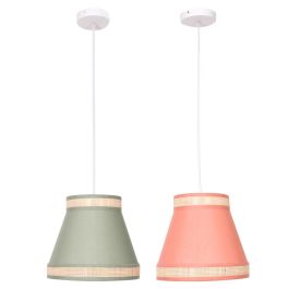 DKD Home Decor Lámpara Techo Urban Natural Verde 30 x 28 x 30 cm (2 Unidades)