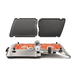 Sage Grill Eléctrico SGR700BSS4EEU1 BBQ & Press, Placas de Cerámica Reversibles, Control de Temperatura Electrónico, Bandeja Recogegrasa