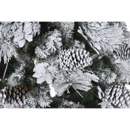 DKD Home Decor Árbol de Navidad Artificial Alpina Blanco PVC con Luz Cálida LED, Piñas, 1312 Ramas y 240 cm Alto