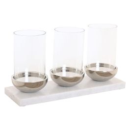 Portavela Moderno DKD Home Decor Blanco Plateado 13 x 22 x 40 cm