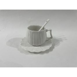 DKD Home Decor Tazas de Café Básicas de Porcelana Blanca 120ml - Set de 6 (7.5 x 5.5 x 10 cm)