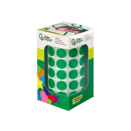Liderpapel Gomets Autoadhesivos Circulares 15 mm Verde Rollo 2500 Unidades Caja Cartón