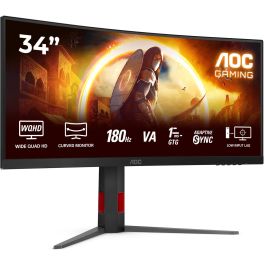 AOC CU34G4 Monitor Gaming Curvo 34" Wide Quad HD Fast VA 180Hz 1ms HDMI DisplayPort Negro/Rojo