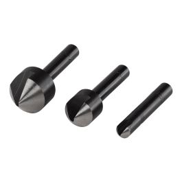 Wolfcraft 2504000 Juego de Avellanadores WS 3 Piezas, Vástago Redondo, ø6/12/16 mm para Tornillos Cabeza Avellanada ø3-8 mm