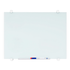 Q-connect Pizarra Blanca Magnética de Cristal Templado 90x60 cm con Marco de Aluminio