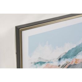 DKD Home Decor Set de 3 Cuadros de Pared Oriental Montañas 70x70 cm MDF Cristal Multicolor Negro