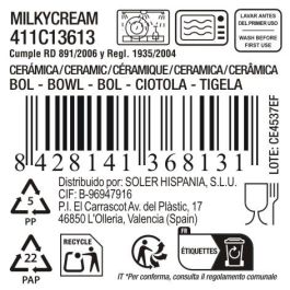 La Mediterranea Bol Ø15.7 x 7.2 cm Milkycream, Acero Inoxidable, 6.16 kg, Tazón de Cocina (12 Unidades)