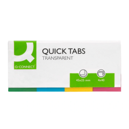 Q-connect Banderitas separadoras 25x45 mm transparentes y color pack 4 con 50 hojas