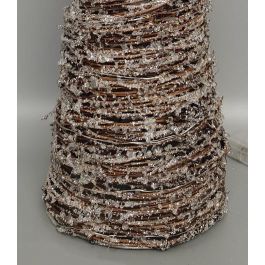 DKD Home Decor Cono de Navidad Alpina Decorativo de Ratán con LED Marrón Claro (19x62x19 cm), 2 Pilas AA