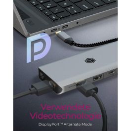 ICY BOX IB-DK4061-CPD USB-C 12-en-1 Docking Station con Power Delivery 100W para Windows, Mac, ChromeOS - Gris