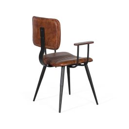 Giner y Colomer - Lote de 2 Sillas con Estructura de Hierro Negro y Tapizado en Piel Marrón Precio: 423.4879. SKU: B14V545ASJ