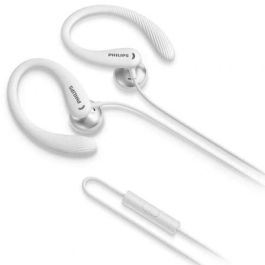Philips TAA1105WT/00 Auriculares Deportivos Intrauditivos Blancos, Micrófono, Jack 3.5, Resistentes al Sudor IPX2, Gancho de Oreja