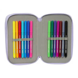 Safta Plumier Escolar Triple Cremallera 37 Piezas Bouquet 195x125x55 mm