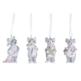 DKD Home Decor Adorno Colgante de Navidad Fantasía Ratón Resina Rosa Gris para Árbol, Set de 12 Unidades, 3x5.5x3 cm Precio: 14.4474. SKU: B1EZLV7QSK