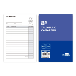 Liderpapel 102 Talonario Camarero Octavo Sin IVA 105 x 155 mm
