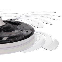 Ventilador de Techo 59W 6980lm Blanco, 4 Aspas Desplegables Ø107cm, Luz 3 Colores, Control Remoto y Regulación Intensidad