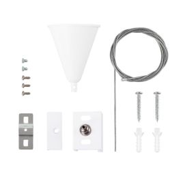 Kit de Suspensión para Carril Trifásico Blanco 1 Metro con Cable de Acero y Enganches, Permite Altura Regulable [HO-SUS-T-B]