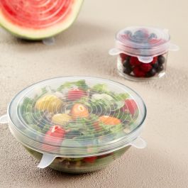 Day Juego de 6 Tapas Flexibles de Silicona Estirables y Herméticas para Recipientes Redondos Reutilizables Aptas para Microondas y Lavavajillas