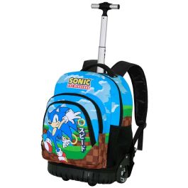 Sonic The Hedgehog - SEGA GTS FAN Greenhill Mochila Trolley Escolar Convertible 2 Ruedas 30L Multicolor para Dispositivos 47x32x25cm