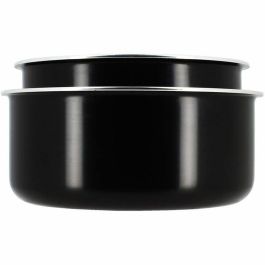 Menastyl 6020437 Batería de Cocina para Inducción de Aluminio Antiadherente, 5 Piezas, Mango Extraíble, Negro