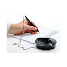 Fellowes Bolígrafo con Peana Negro, Seguridad Antirrobo, Protección Antibacteriana Microban