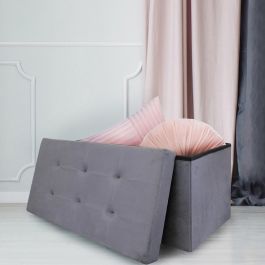 Home Deco Factory Banco Puf Plegable Gris Oscuro 76x38 cm