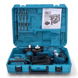 Koma Tools Martillo Perforador 20V SDS Plus, Kit con Maletín, Batería 4.0Ah y Cargador, Modelo 20v-mp-k, 3 Funciones (Taladro, Percutor), 1.8J, Luz LED, Incluye 3 Brocas