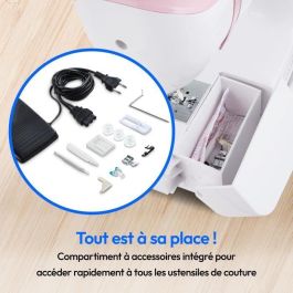 Medion SM 60 Máquina de Coser Doméstica 24 Puntadas + Dobles, 700 RPM, 62W de Potencia, Luz LED, Color Rosa, Ref: MED4061275230475