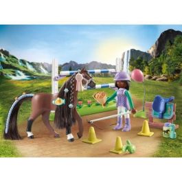 Playmobil PL71355 Set de Juego Zoe & Blaze con Carrera de Obstáculos - Caballos de la Cascada, con Obstáculos Modulares para Niños a partir de 5 años