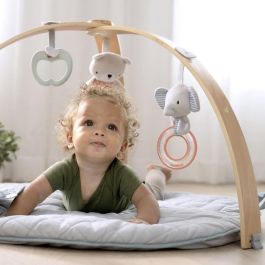 Ingenuity Cozy Spot Loamy - Colchoneta de Juego Edredón Reversible Suave con Barra de Juguetes de Madera Plegable y Cojín Boca Abajo