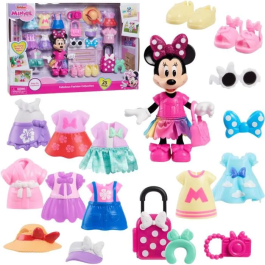 Disney DIS0886144880339 Caja de Moda Minnie Mouse para Muñecas, Muñeca 15 cm, 25 Piezas de Moda y Complementos