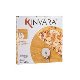 Kinvara Plato para Pizza de Bambú de 35 cm con Cortador de Pizza (Set de 6)