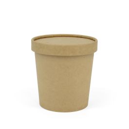 Algon Set 4 Tarrinas Kraft con Tapa 800 ml - 11.5 x 12 x 11.5 cm (12 Unidades)