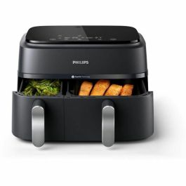 AirFryer - PHILIPS - NA351/00 - Acero inoxidable - 9,0L - Doble cubeta - 38,25 x 44,39 x 31,42 cm