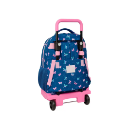 Safta Mochila Escolar con Carro Blackfit8 Mariposas, Grande, Extraíble, Compact Evolution, Blackfit8 Mariposas, 450x330x220 mm