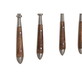 DKD Home Decor Cubertería 16 Piezas Inox y Acacia Natural Plateado 2 x 20 x 4.5 cm