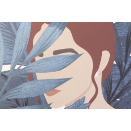 DKD Home Decor Cuadro Tropical para Pared con Diseño de Mujer en Lienzo Multicolor y Marco de PS 83 x 123 cm (Pack de 2 Unidades)
