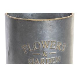 DKD Home Decor Macetero Loft de Metal, Set de 2 Macetas en Colores Gris y Negro, Diseño Desmontable 25 x 25 x 46 cm