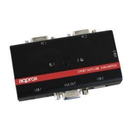 KVM APPROX APPKVMUSB2PV2 PARA 2 PC - 2XUSB PARA TECLADO Y RATÓN - 2 ENTRADAS/1 SALIDA VGA - INCLUYE CABLES - ADMITE RESOLUCIÓN HASTA 2048X1536