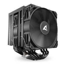 Sharkoon A60 Refrigerador de aire para CPU, Doble Torre, 6 Tubos de Calor, 2x12 cm PWM, 260W TDP, LGA1851, Negro