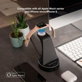 Tooq TQCD02W Base de Carga Inalámbrica 15W con Certificación MFI para Apple Watch, iPhone y Smartphone, Carga Simultánea Qi, Negro Tooq TQCD02W Base de Carga Inalámbrica 15W con Certificación MFI para Apple Watch, iPhone y Smartphone, Carga Simultánea Qi, Negro