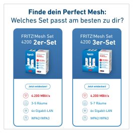 AVM Mesh Set 4200 2-PACK Wi-Fi 6E (802.11ax) Doble Banda 2.4 GHz / 5 GHz Repetidor de Red Rojo Blanco