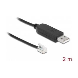 DeLOCK 66734 Cable Adaptador USB-A a RS-232 RJ9/RJ10 con ESD, 2m, Negro, Chip FTDI, Compatible Celestron NexStar
