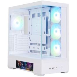 Zalman P40 DS WHITE Midi Tower PC Blanco con Pantalla LCD 9.1" Panel Vidrio Templado para ATX, Micro ATX, Mini-ITX
