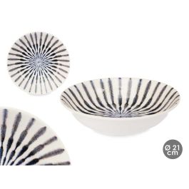 Plato Porcelana Hondo 21Cm Raya Azul Vessia (24 Unidades)