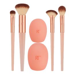Real Techniques Set de Brochas de Maquillaje Cherry On Top A Brighter Hue 6 Piezas - Para Base, Corrector, Polvos e Iluminador