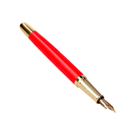 Belius Passion D'or Pluma Estilográfica Aluminio Cepillado Rojo Dorado Tinta Azul Caja Diseño M